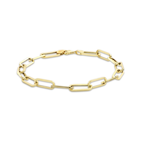 Paperclip Bracelet Hollow 10K Yellow Gold 7.5"