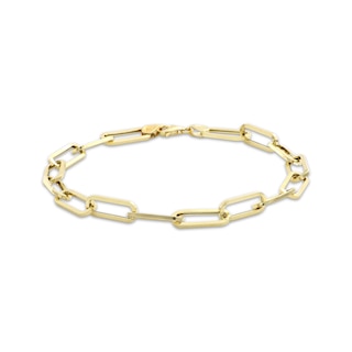 Paperclip Chain Bracelet 5.5mm Hollow 10K Yellow Gold 7.5"