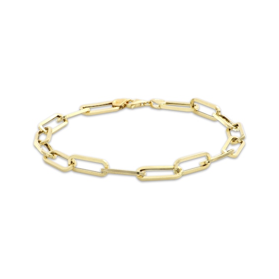 Paperclip Chain Bracelet 5.5mm Hollow 10K Yellow Gold 7.5"