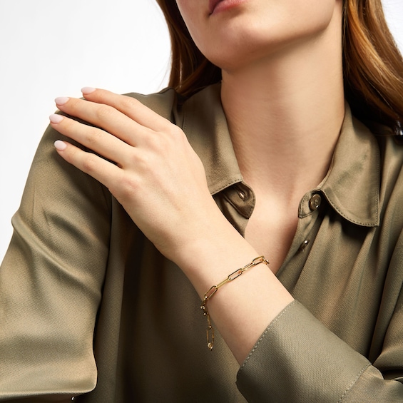 Thumbnail Image 4 of Paperclip Chain Bracelet 5.5mm Hollow 10K Yellow Gold 7.5"