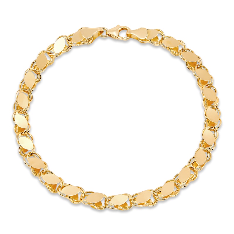 Main Image 1 of Polished Oval Link Bracelet 10K Yellow Gold 7.5&quot;