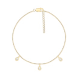 Diamond Pear Anklet 10K Yellow Gold