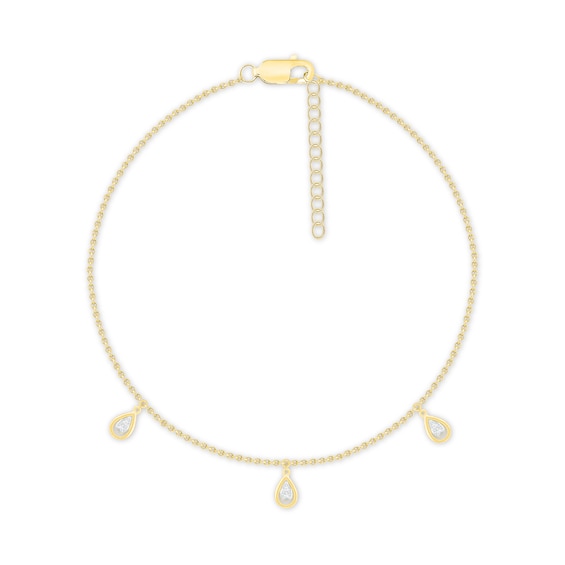 Diamond Pear Anklet 10K Yellow Gold
