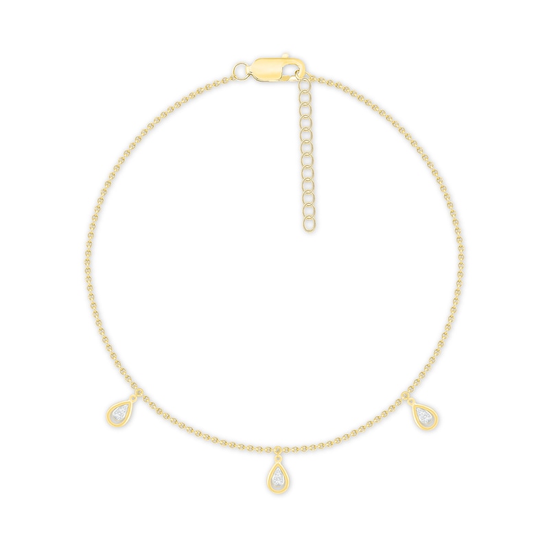 Main Image 1 of Diamond Pear Anklet 10K Yellow Gold