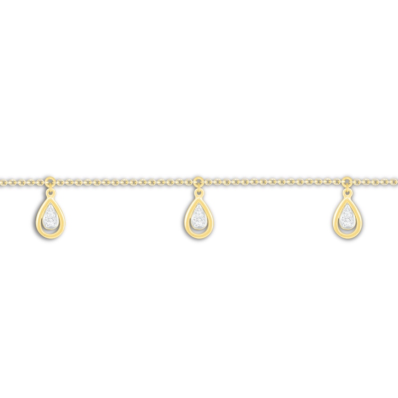 Main Image 2 of Diamond Pear Anklet 10K Yellow Gold