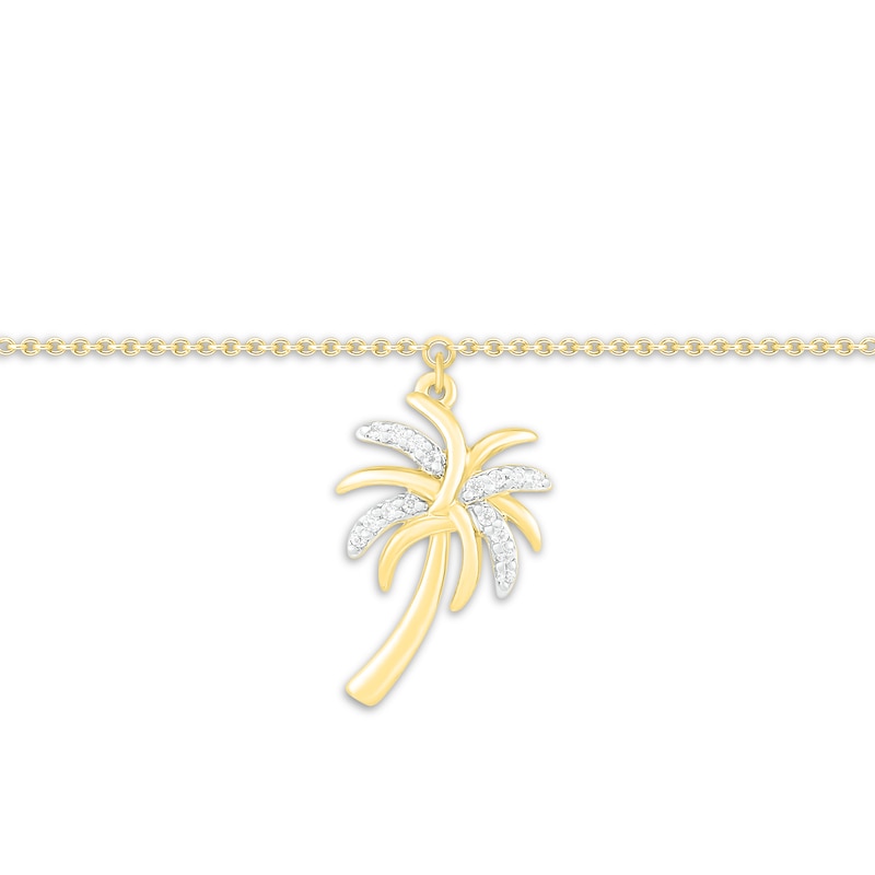 Main Image 2 of Diamond Palm Tree Anklet 10K Yellow Gold