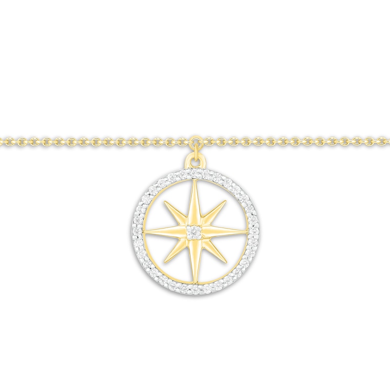 Diamond Compass Anklet 10K Yellow Gold 9"