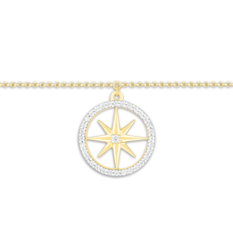 Main Image 2 of Diamond Compass Anklet 10K Yellow Gold 9&quot;