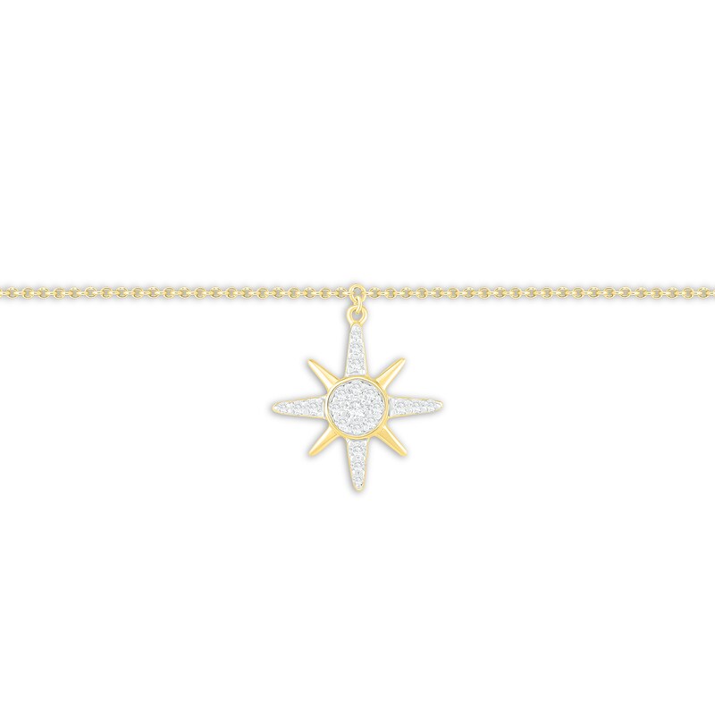 Main Image 2 of Diamond Compass Anklet 1/8 ct tw 10K Yellow Gold 9&quot;