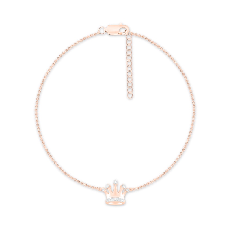Main Image 1 of Diamond Crown Anklet 1/10 ct tw 10K Rose Gold 8.5&quot;