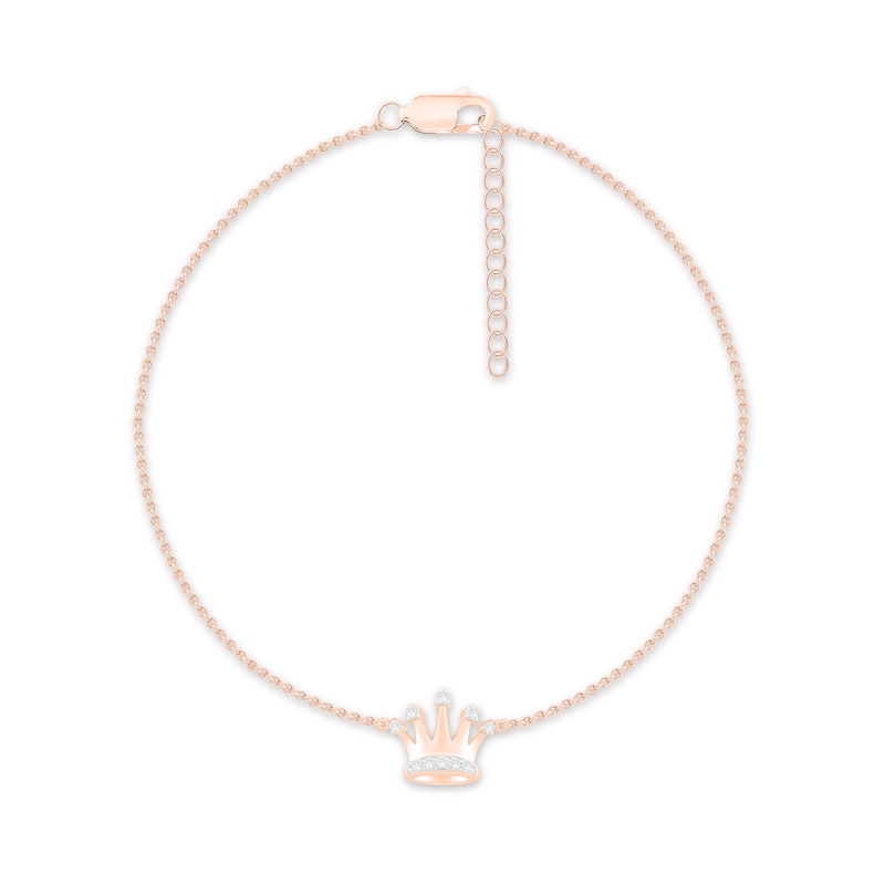 Diamond Crown Anklet 1/10 ct tw 10K Rose Gold 8.5"