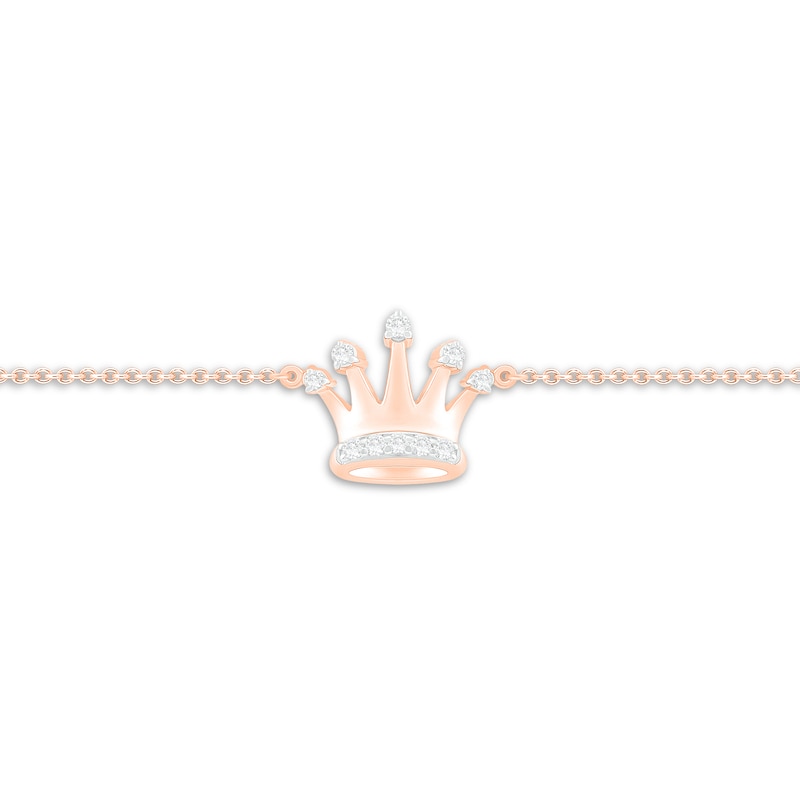 Diamond Crown Anklet 1/10 ct tw 10K Rose Gold 8.5"
