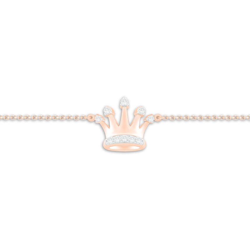 Main Image 2 of Diamond Crown Anklet 1/10 ct tw 10K Rose Gold 8.5&quot;