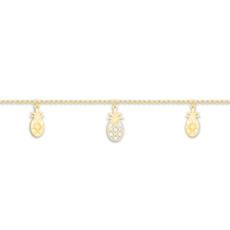 Main Image 2 of Diamond Pineapple Anklet 10K Yellow Gold 9&quot;