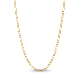 Children's Figaro Chain Necklace Hollow 14K Yellow Gold 13"