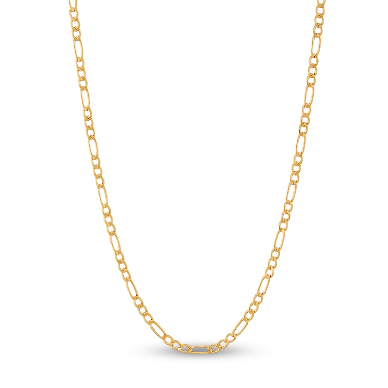 Main Image 1 of Children's Figaro Chain Necklace Hollow 14K Yellow Gold 13&quot;