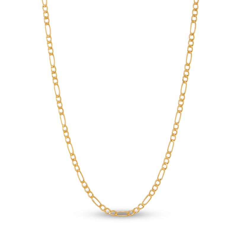 Children's Hollow Figaro Chain Necklace 14K Yellow Gold 13"