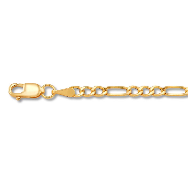 Children's Hollow Figaro Chain Necklace 14K Yellow Gold 13"