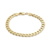 Thumbnail Image 1 of Diamond-cut Curb Chain Bracelet Solid 14K Yellow Gold 7.5&quot;