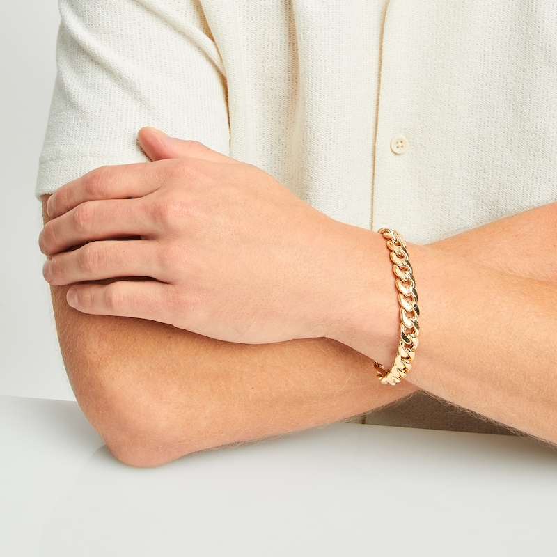 Main Image 3 of Cuban Chain Bracelet Semi-Solid 10K Yellow Gold 8.5&quot;