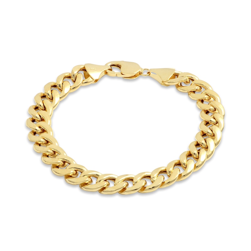Semi-Solid Cuban Chain Bracelet 10K Yellow Gold 7.5