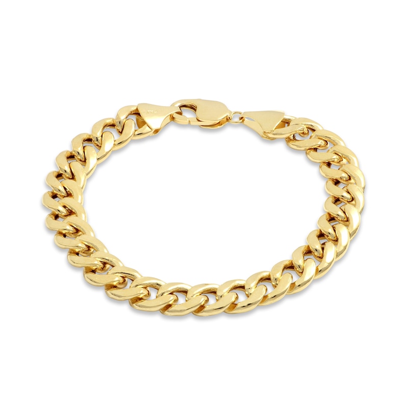 Main Image 1 of Cuban Chain Bracelet Semi-Solid 10K Yellow Gold 7.5&quot;