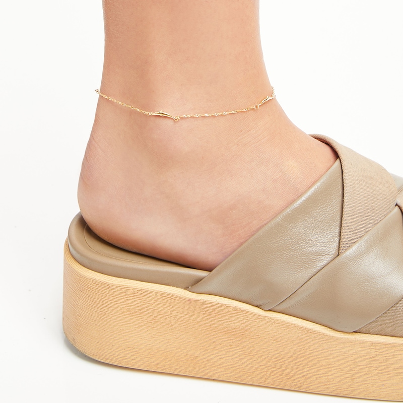 Main Image 2 of Dolphin Anklet Semi-Solid 10K Yellow Gold 10&quot;