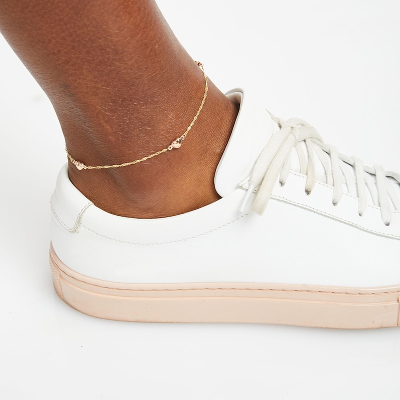 Main Image 2 of Heart Anklet 10K Two-Tone Gold 9&quot;