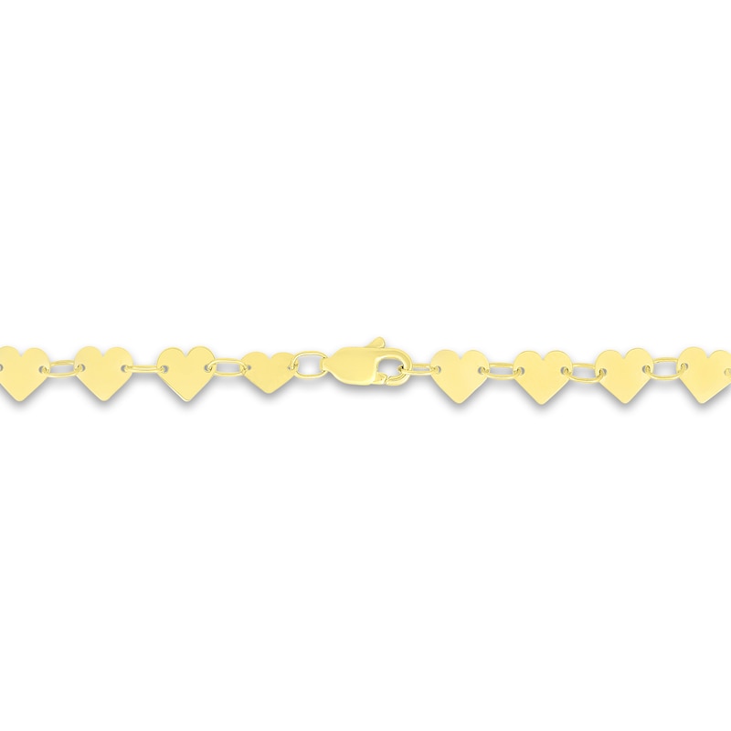 Heart Disc Bracelet 10K Yellow Gold 7.25"