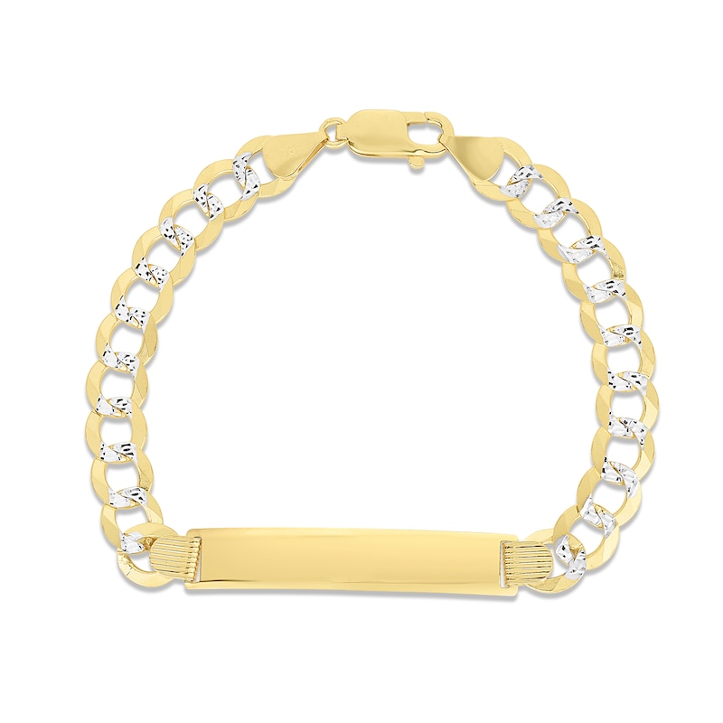 Solid Curb Chain ID Bracelet 14K Two-Tone Gold 8.5"