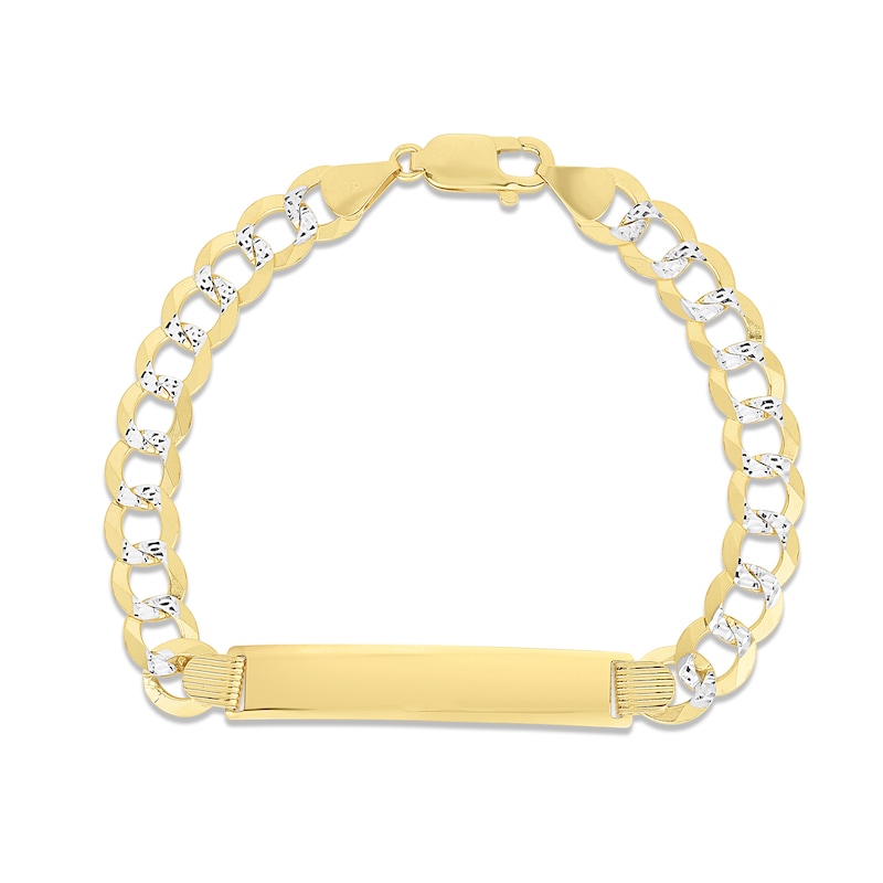 Main Image 1 of Solid Curb Chain ID Bracelet 14K Two-Tone Gold 8.5&quot;