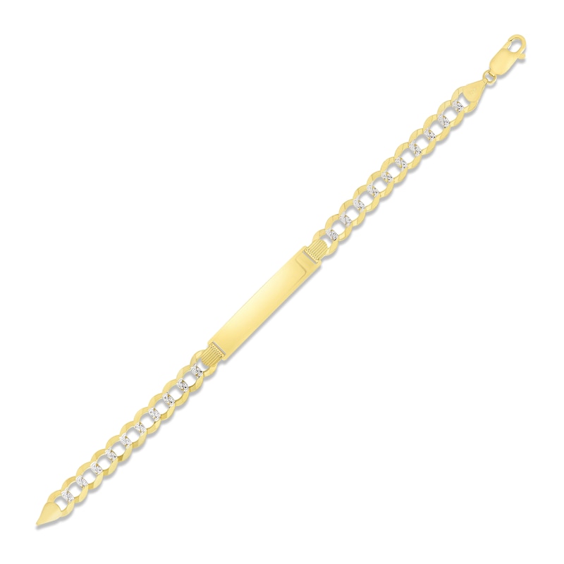 Main Image 2 of Solid Curb Chain ID Bracelet 14K Two-Tone Gold 8.5&quot;
