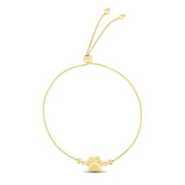 Paw Print Bolo Bracelet 14K Yellow Gold 9.5"