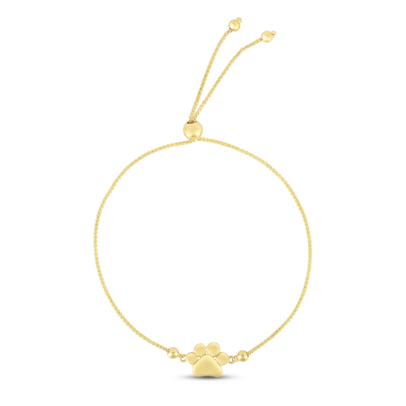 Main Image 1 of Paw Print Bolo Bracelet 14K Yellow Gold 9.5&quot;