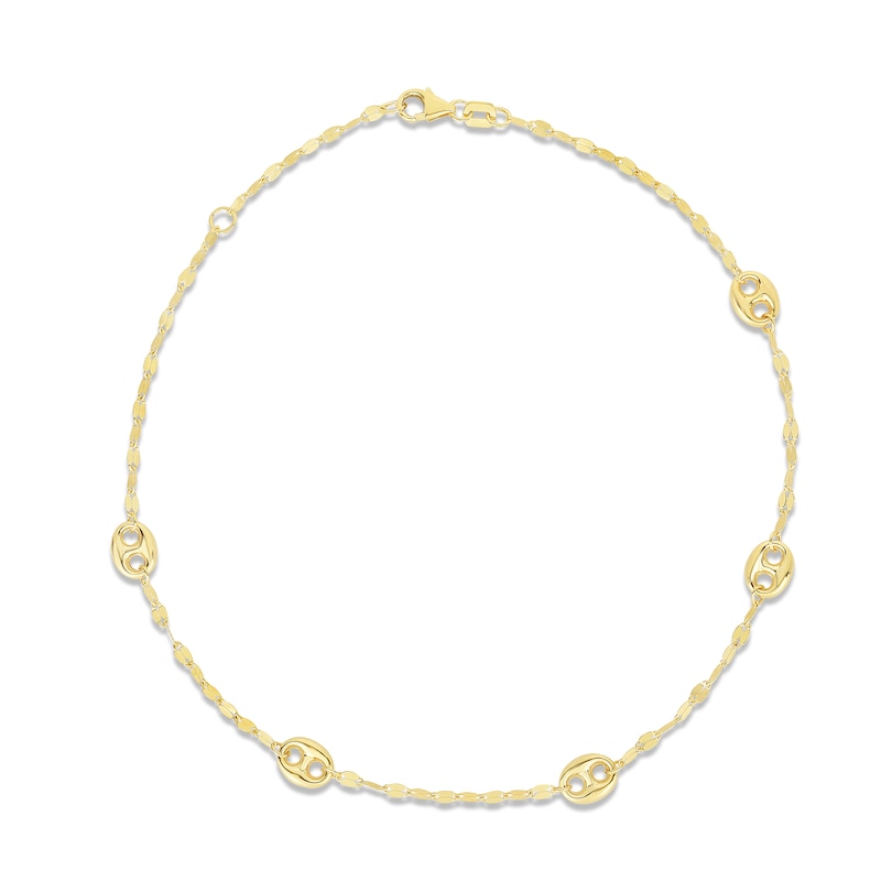 Main Image 1 of Mariner Chain Anklet 14K Yellow Gold 10&quot;