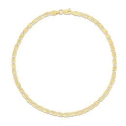 Heart Chain Anklet 14K Yellow Gold 10"
