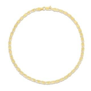 Heart Chain Anklet 14K Yellow Gold 10"