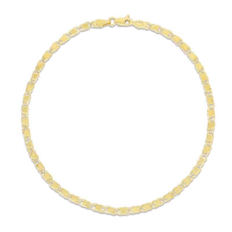 Main Image 1 of Heart Chain Anklet 14K Yellow Gold 10&quot;
