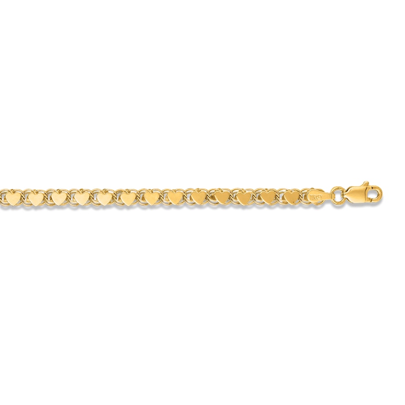 Heart Chain Anklet 14K Yellow Gold 10"