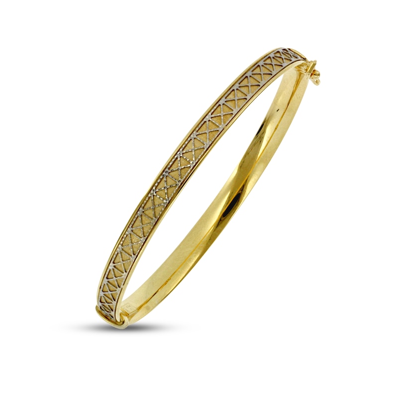 Pattern Bangle Bracelet 14K Yellow Gold