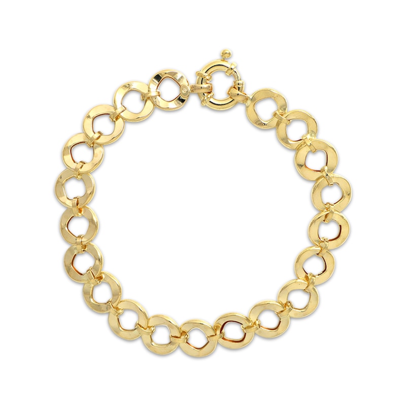 Hammered Circle Bracelet 10K Yellow Gold 7.5"