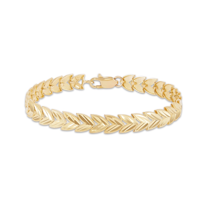 Main Image 1 of Stampato Leaf Bracelet 10K Yellow Gold 8&quot;