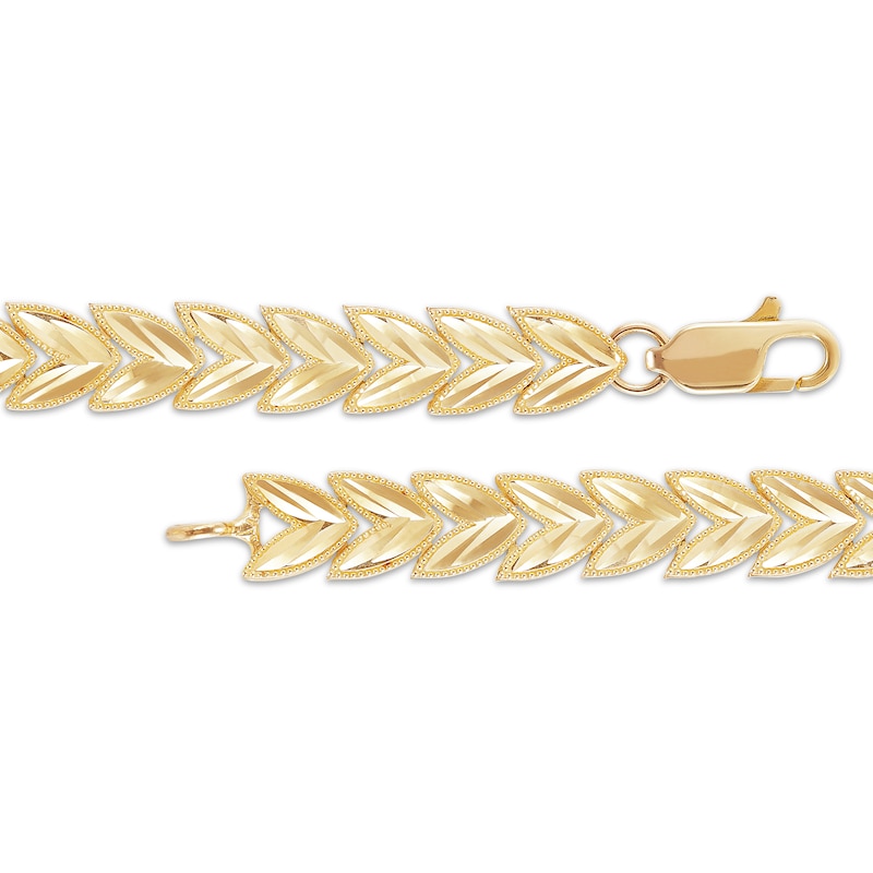 Main Image 2 of Stampato Leaf Bracelet 10K Yellow Gold 8&quot;