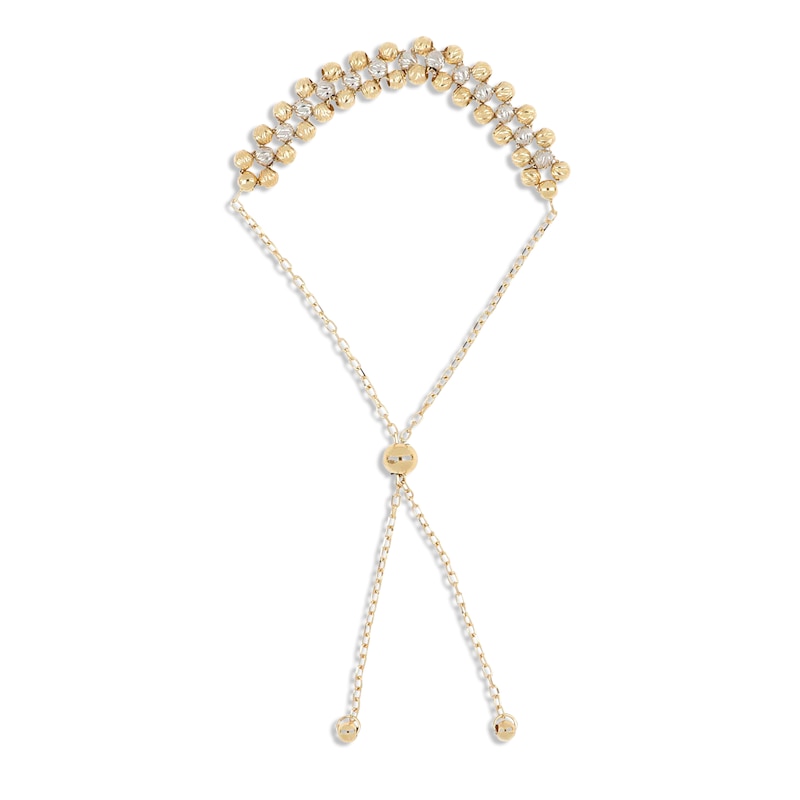 Main Image 1 of Beaded Bolo Bracelet 14K Two-Tone Gold 9.5&quot;