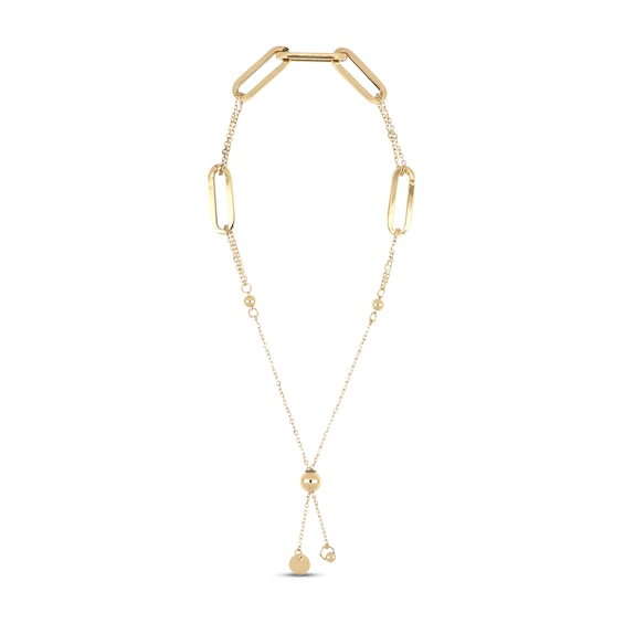 Paperclip Bolo Bracelet 10K Yellow Gold 9.5"