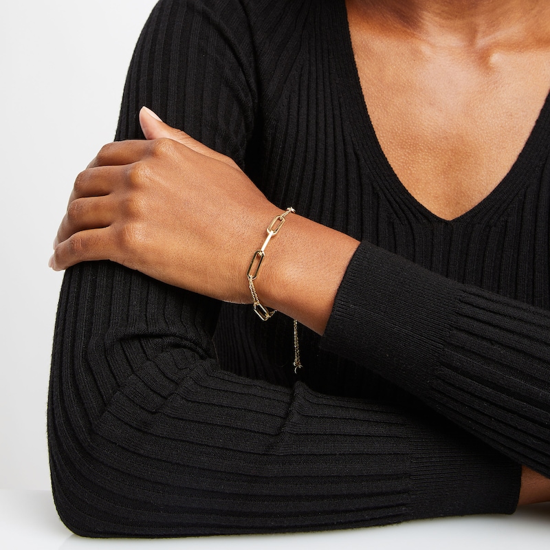 Main Image 2 of Paperclip Bolo Bracelet 10K Yellow Gold 9.5&quot;