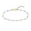 Thumbnail Image 1 of Blue Enamel Disc Curb Chain Bracelet 14K Yellow Gold 7.5&quot;
