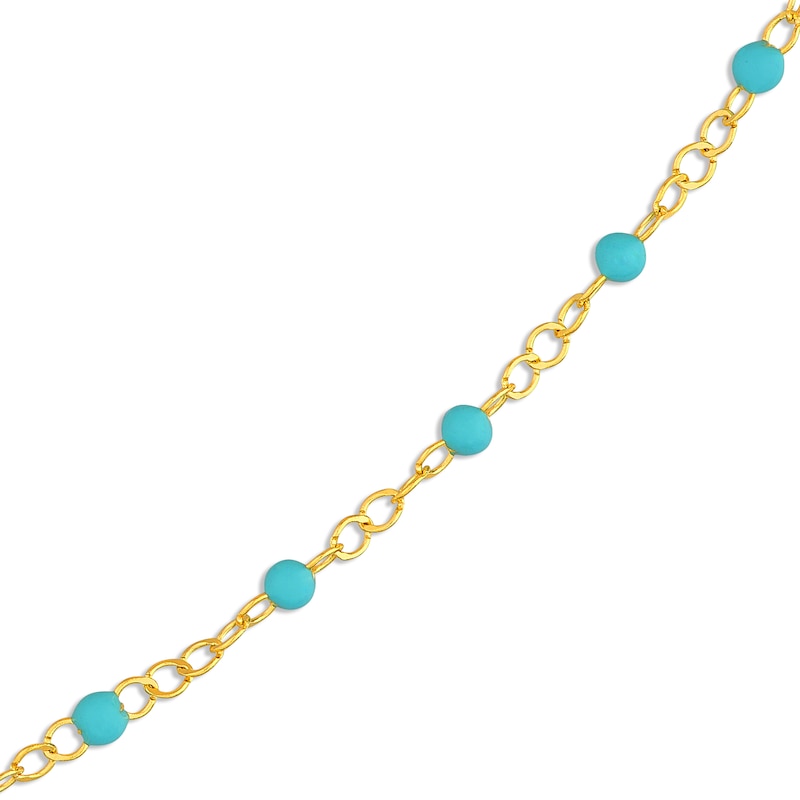 Main Image 2 of Blue Enamel Disc Curb Chain Bracelet 14K Yellow Gold 7.5&quot;