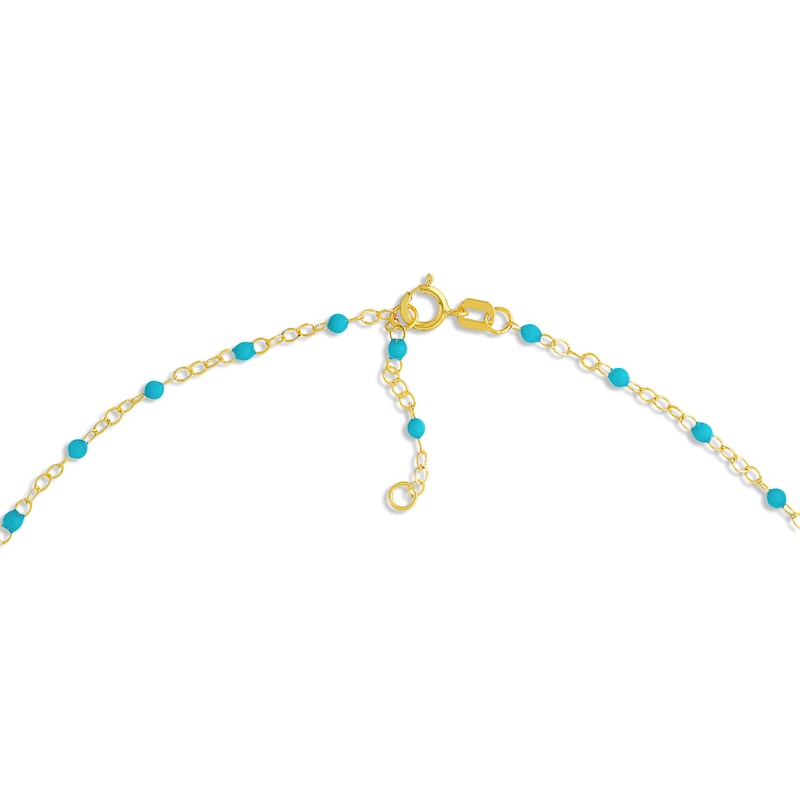 Main Image 3 of Blue Enamel Disc Curb Chain Bracelet 14K Yellow Gold 7.5&quot;