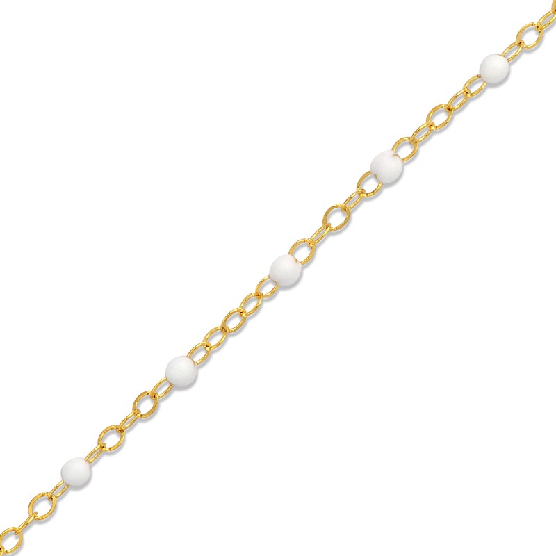 Main Image 2 of White Enamel Disc Curb Chain Bracelet 14K Yellow Gold 7.5&quot;